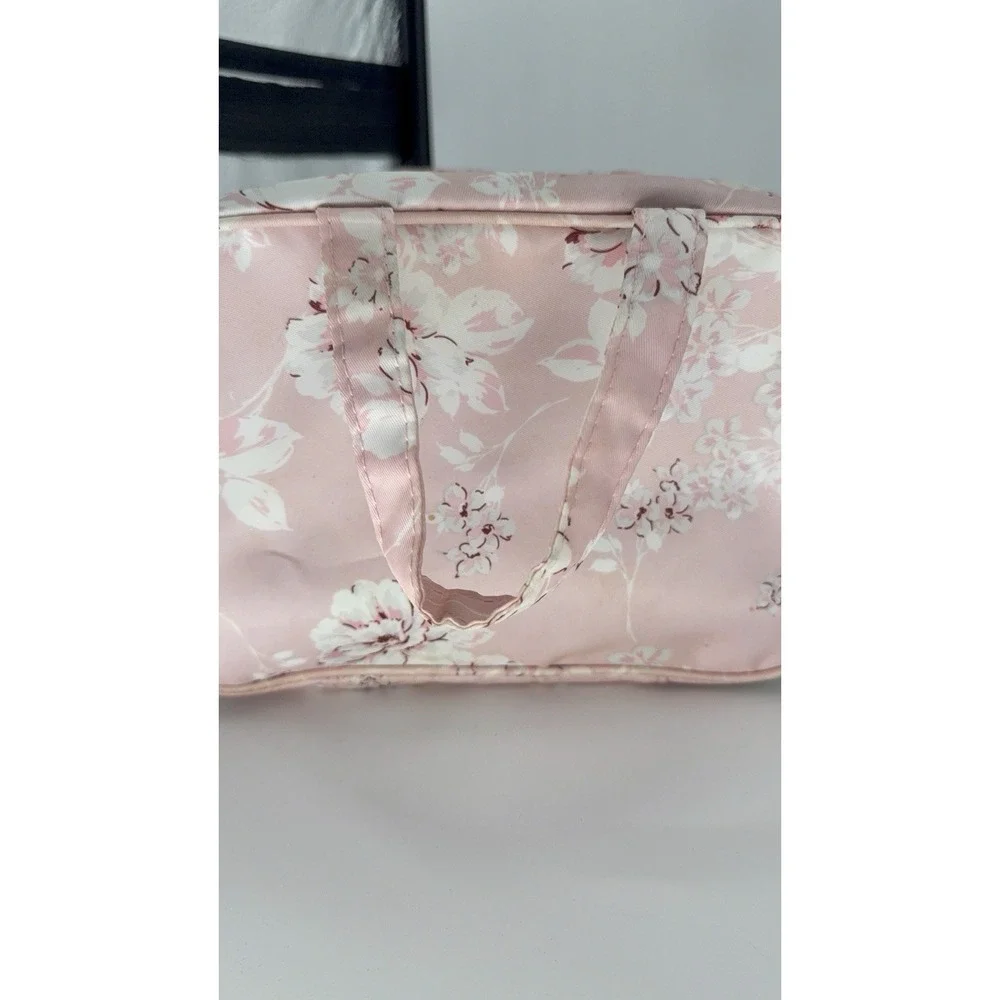 YUMIKIM BRAND HANDLE SMALL COSMETIC BAG HANGING PINK FLORAL
